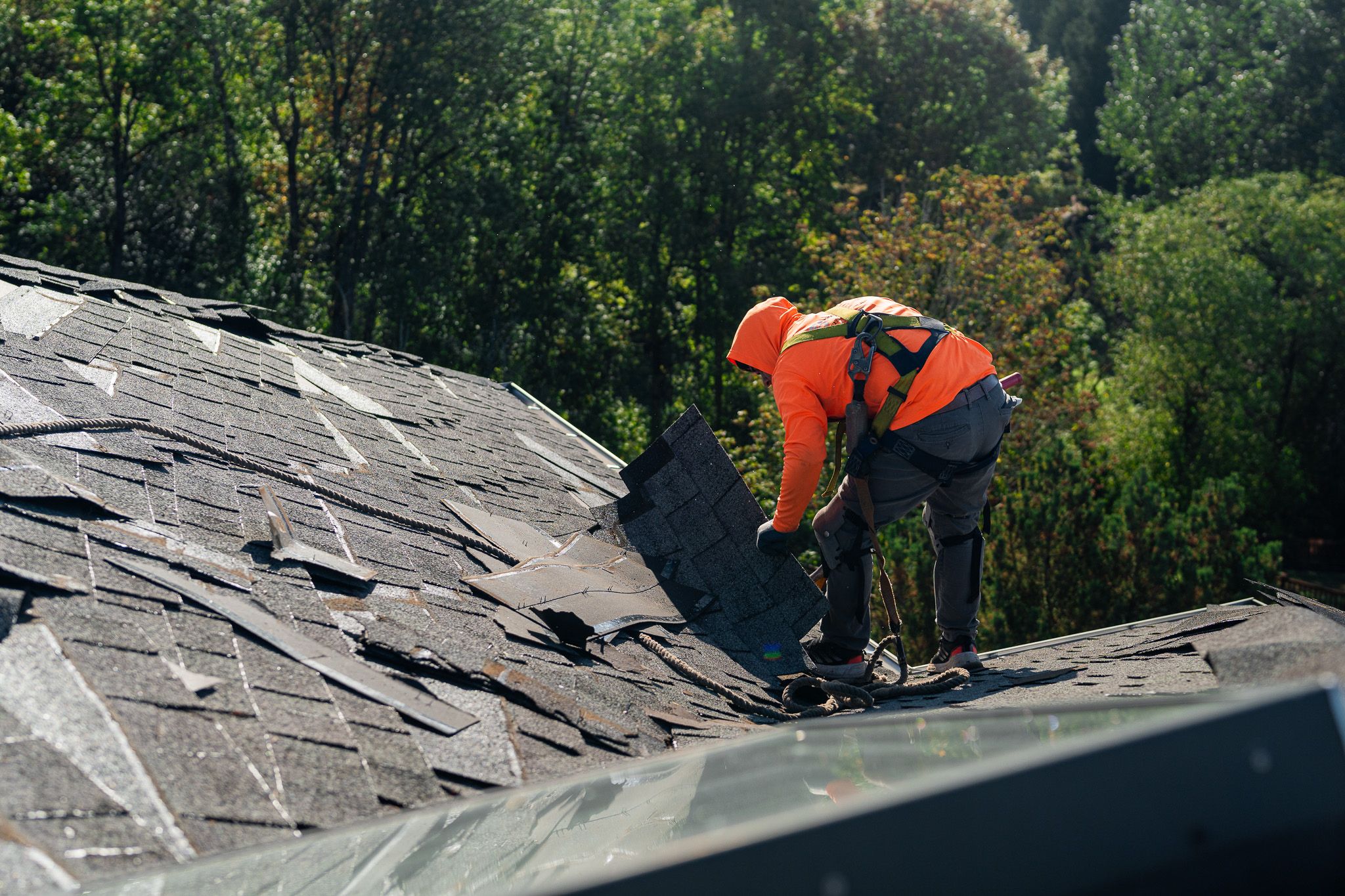 Repaired roof after storm damage